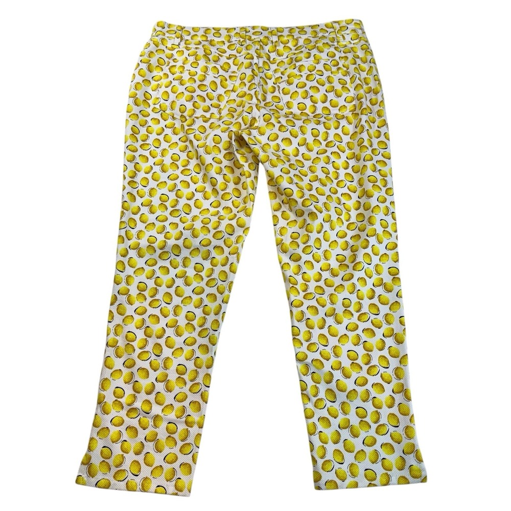 Marina Rinaldi Sport Textured Slim Crop Pant Womans 19 US 10 Lemon Print Cruise - Picture 4 of 12
